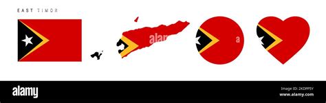 East Timor Flag Icon Set Timor Leste Pennant In Official Colors And