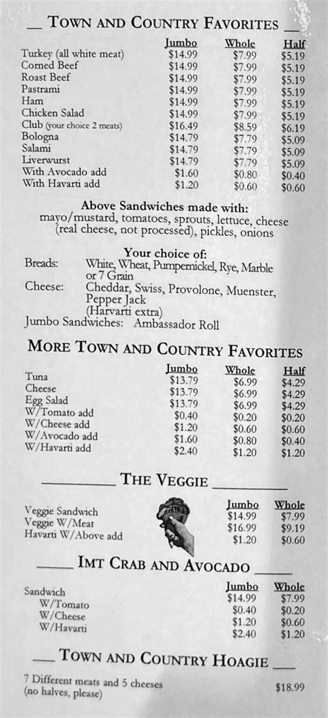 Town And Country Market menu – SLC menu