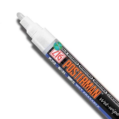 White Wet Wipe Medium Bullet 2mm Tip Marker By Zig Posterman