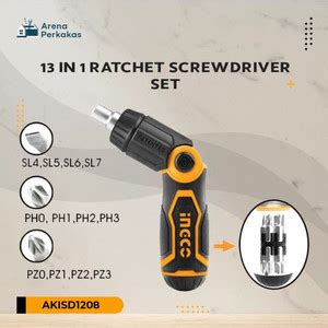 Jual 13 In 1 Ratchet Screwdriver Set Obeng Tekuk Ratcheting INGCO