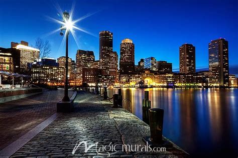 Boston Harbor at Night Wallpaper Mural by Magic Murals