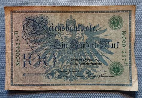 Ancienne Billets De Banque Du Reich Cent Mark De Berlin F Vrier