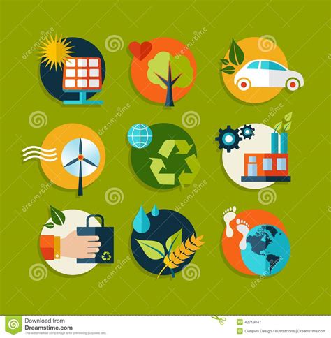 Ecology Flat Icons Set Stock Vector Illustration Of Nature 42719047