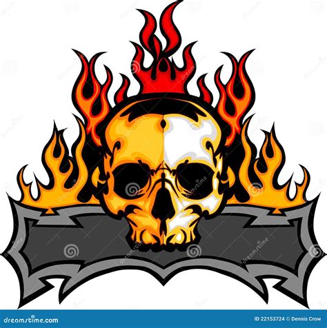 Skull Template With Flames Image Stock Vector Illustration Of Flaming