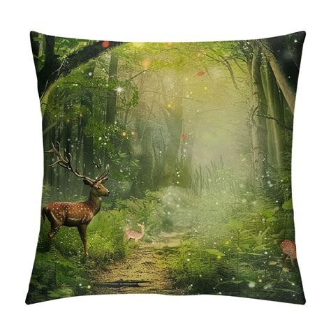 Autua Deer Forest Path Magical Atmosphere Graphic Decorative Cushion