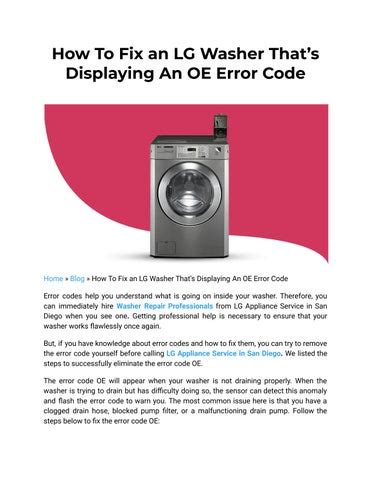 How To Fix An LG Washer Thats Displaying An OE Error Code By