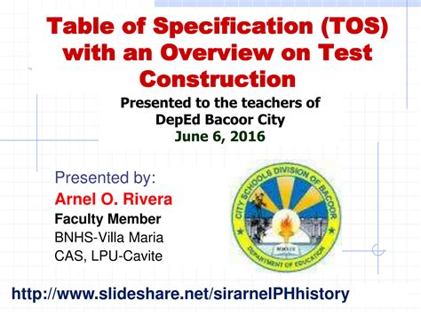 Solution Table Of Specification Tos With An Overv Studypool