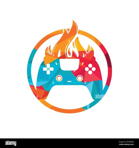 Furious Gamer Vector Logo Design Keypad Controller And Fire Flame Vector Icon Design Stock