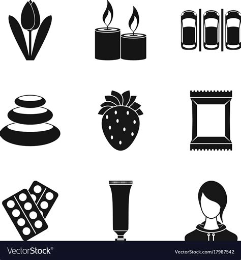 Warming up icons set simple style Royalty Free Vector Image