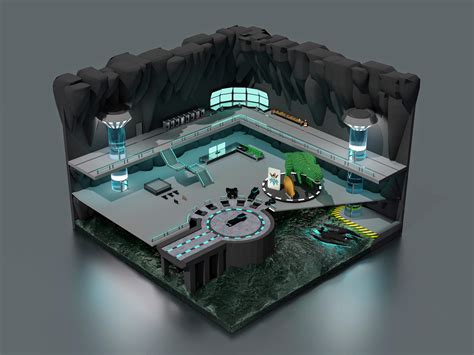 Isometric Batcave Rblender