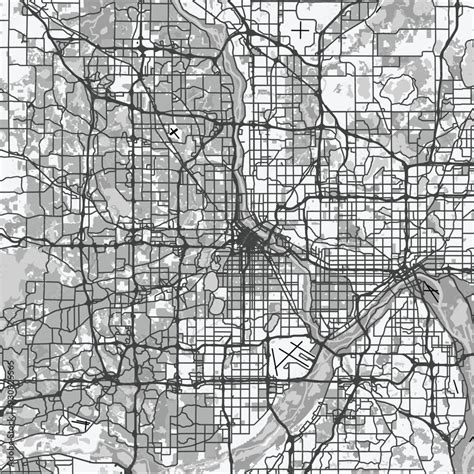 Map Of Minneapolis In Minnesota In Grayscale Contains Layered Vector