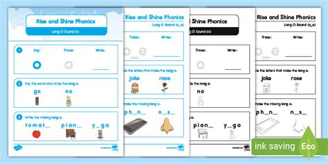 Rise And Shine Phonics Long O Sound Activity