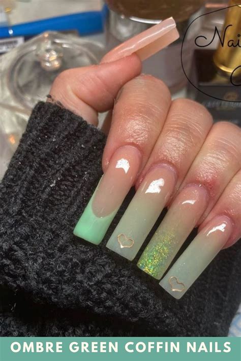 30 Aesthetic Ombre Green Coffin Nails Design That Are Perfect For Summer