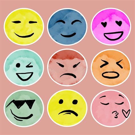 Cartoon Faces Various Emotions Stock Illustrations Cartoon Faces