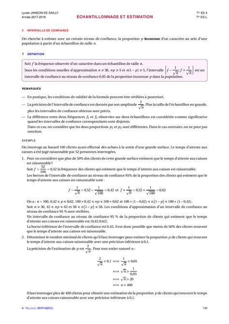 Chantillonnage Et Estimation Cours Alloschool