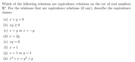 Solved Which Of The Following Relations Are Equivalence