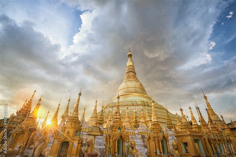 Myanmar view of Shwedagon Pagoda Stock Photo | Adobe Stock