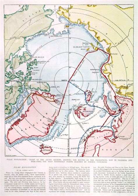 POLAR EXPLORATION: CHART OF THE ARCTIC REGIONS, SHOWING THE ROUTES OF ...