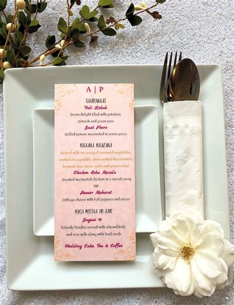 Indian Wedding Menu Indian Wedding Menu Printable Hindu | Etsy