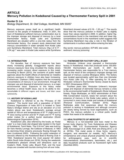 History Of Mercury Pollution