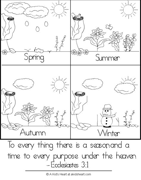 Four Seasons Coloring Page Printable