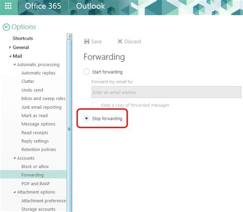 Office365 Outlook Web App How To Disable Forwarding