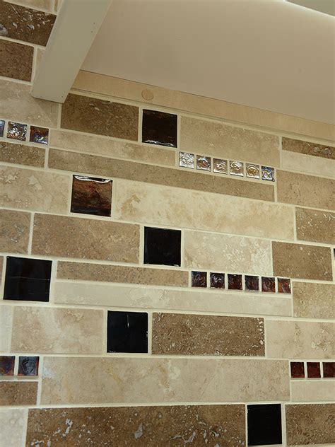 BROWN GLASS TRAVERTINE Mix Backsplash Tile for Traditional Kitchen