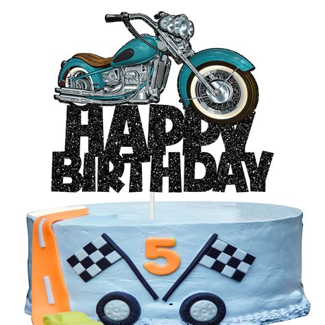 Buy BQ Motorcycle Happy Birthday Cake Topper Motorcycle Rider