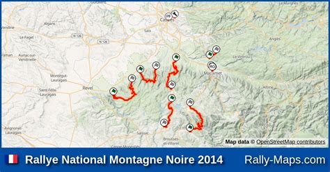 Streckenverlauf Rallye National Montagne Noire 2014 Coupe