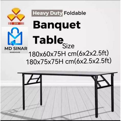 MD SINAR 3V 2x6 Ft Heavy Duty Foldable Wood Top Banquet Table Folding