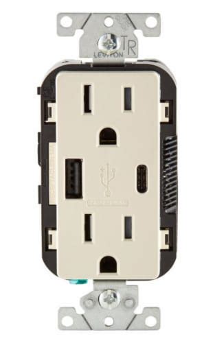 Leviton Decora 15 Amps 125 Volt Light Almond Outlet And Usb Charger 5 15r 1 Pk Total Qty