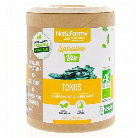 NAT FORM Ecoresponsable Spiruline Bio 200 comprimés Pharmacie