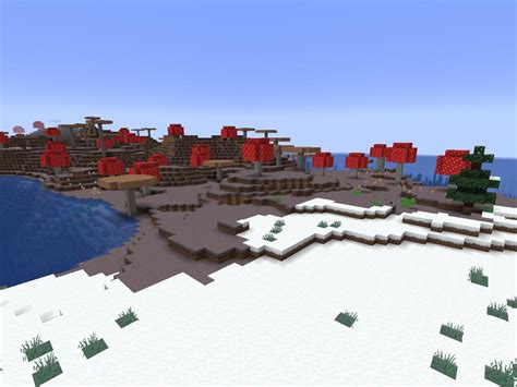 Snowy Tundra Next to a Mushroom Biome with Village : r/minecraftseeds