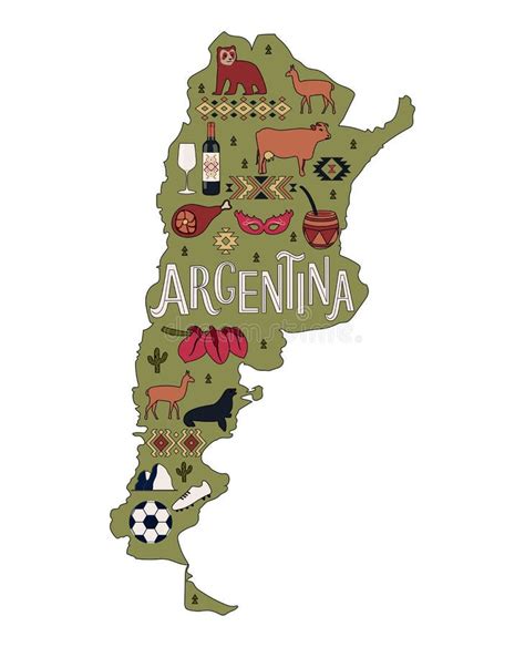 O Mapa Dos Desenhos Animados De Argentina Ilustração Do Vetor