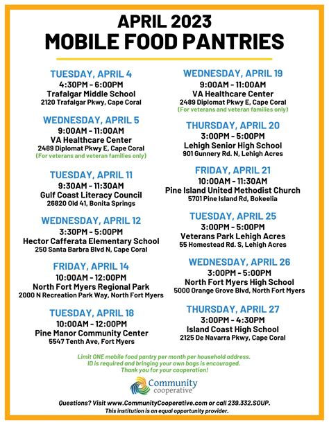 Community Cooperative Announces April Mobile Food Pantry Schedule and ...