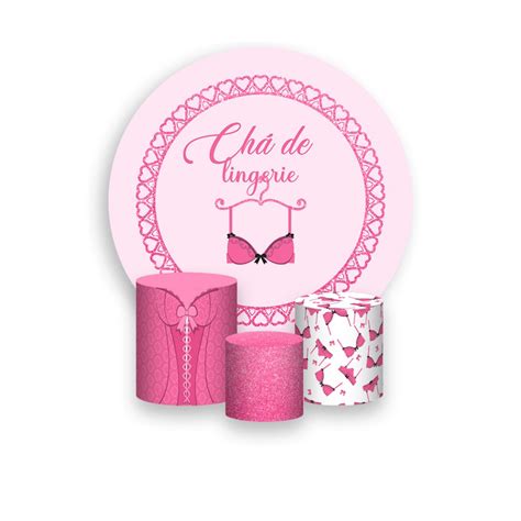 Painel De Festa Redondo Trio De Capas Cilindro Chá de Lingerie Rosa Delicado 010 Shopee Brasil