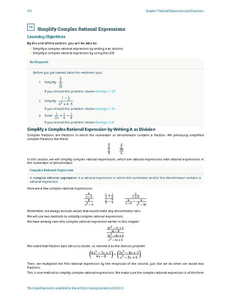 Simplex Rational Simplify Simplify Complex Rational Expressions Learning Objectives By The