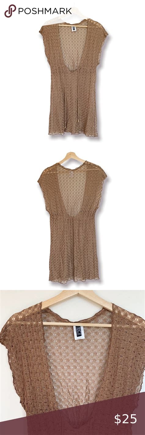 BECCA By Rebecca Virtue Bronze Gold Sheer Swim Cover Up M L Swim Cover