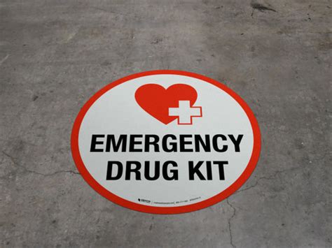 Emergency Drug Kit Circular Floor Sign