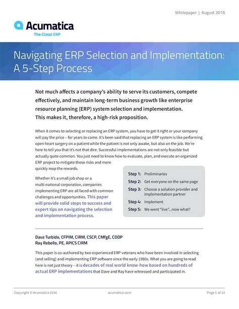 Erp Selection And Implementation In 5 Steps Acumatica Cloud Erp