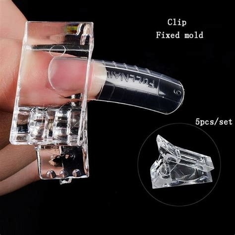 Opvise 5pcs Fix Clips Transparent Eco Friendly Acrylic Faux Fingernail