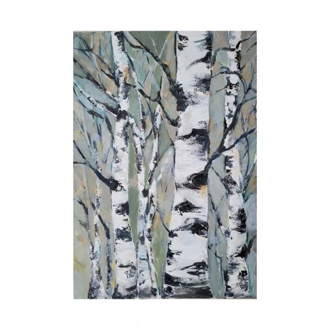 Birch Tree Oil Painting Birch Trees Painting on Canvas Textured Tree Abstract Artwork Abstract ...