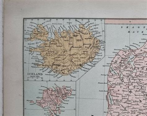 Antique Map Denmark Iceland Faroe Islands Schleswig Holstein