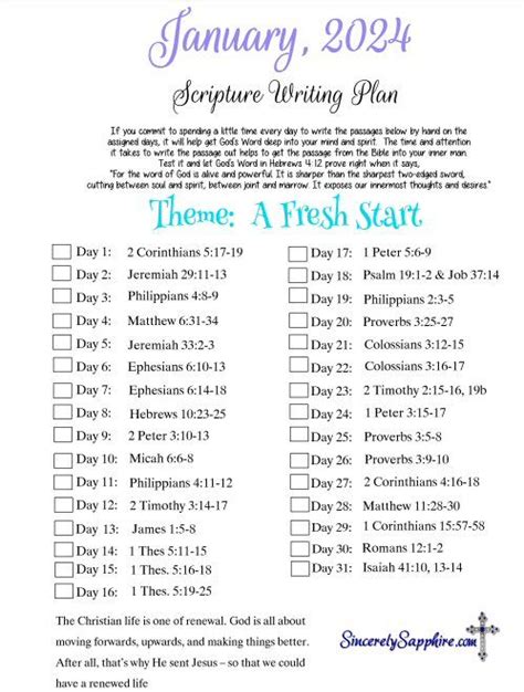 January Scripture Writing Plan A Fresh Start In Scripture