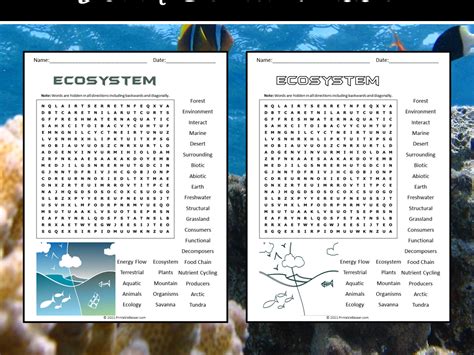 Ecosystem Word Search Hard Printable Word Search Maker