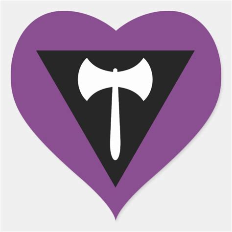 Lesbian Pride Flag Purple Axe Heart Sticker