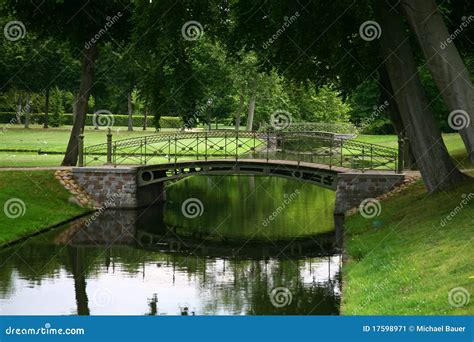 Pedestrian bridge in park stock image. Image of landscape - 17598971