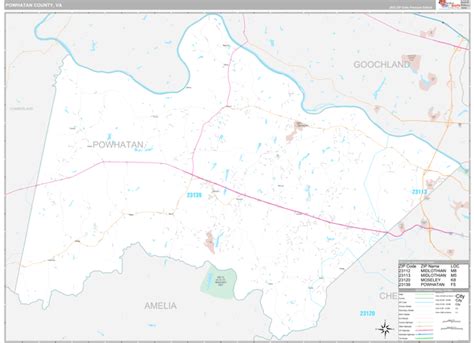 Powhatan County, VA Zip Code Map - Premium