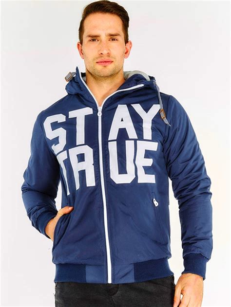 Мъжко яке Navy Slogan Hooded Jacket Emma