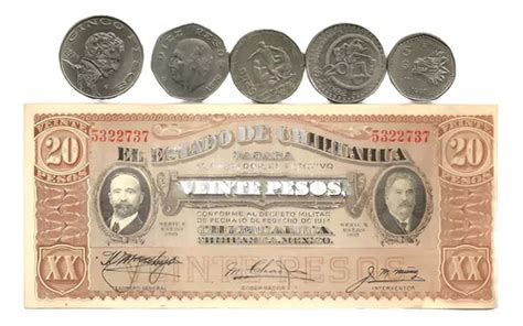 Monedas De Mexico A Os S Y Billete Revolucion Cinco